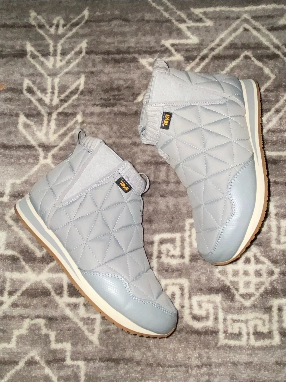 Teva Quilted Slip-On Bootie in Light Gray with Tan Sole